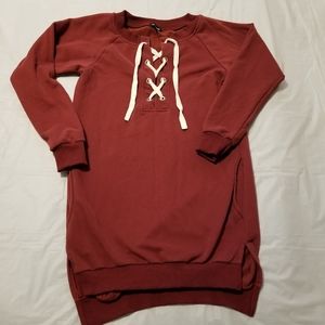 ellie & kate Lace-Up Hi-Low Sweatshirt Dress Sz M